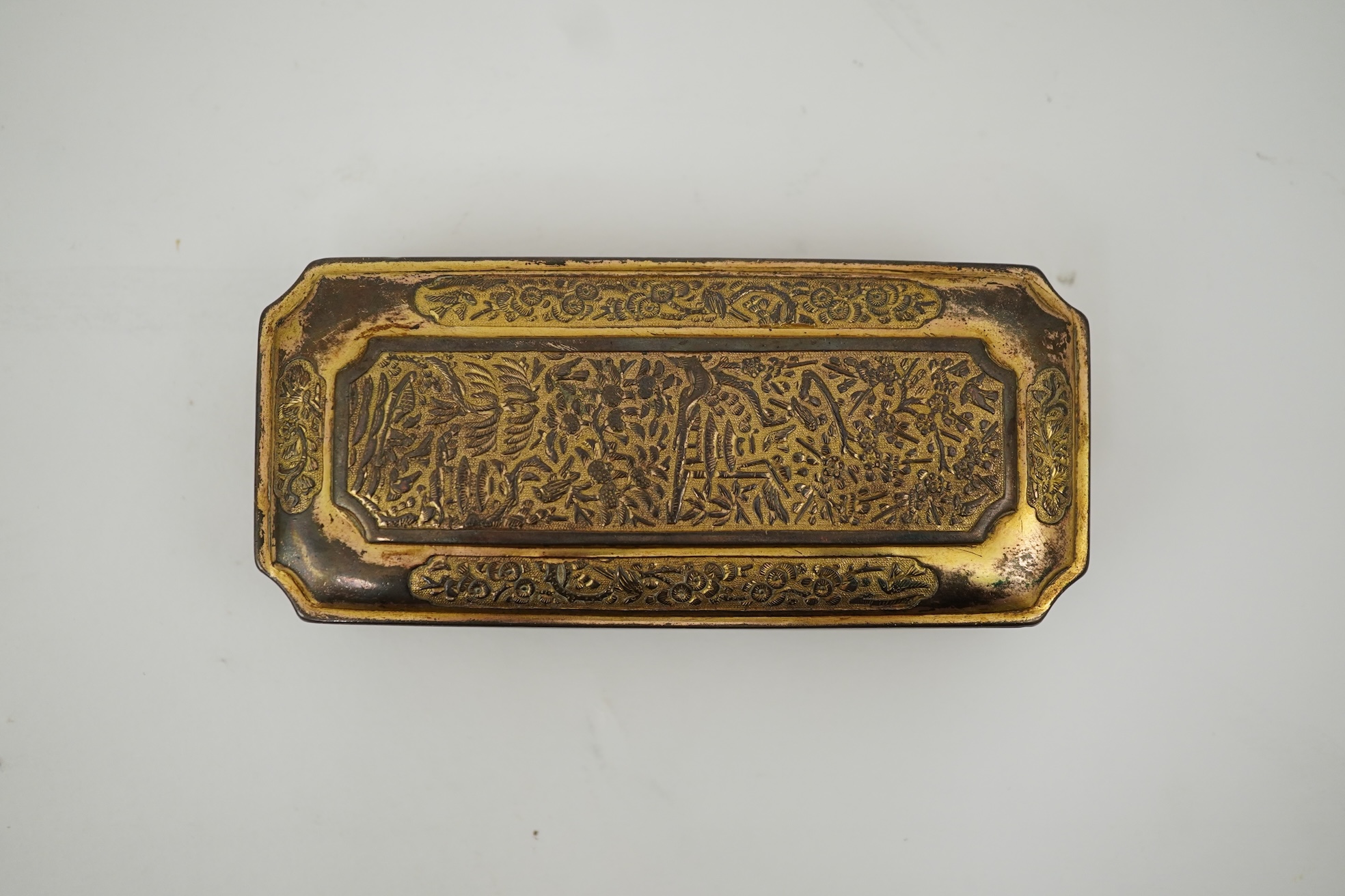 A Japanese Sawasa ware gilt copper tobacco box, first half 18th century
